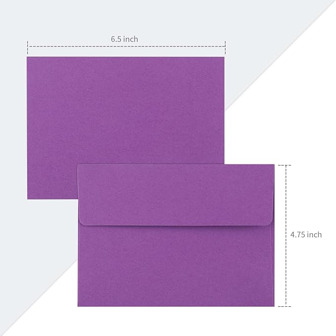 Granhoolm 50 pack 4x6 Envelopes,A6 Invitation Envelopes 6.5 x 4.75 For 4x6 Cards- Peel & Press,Ideal for Invitations,Weddings,Parties,Greeting Cards,Photos(colorful)