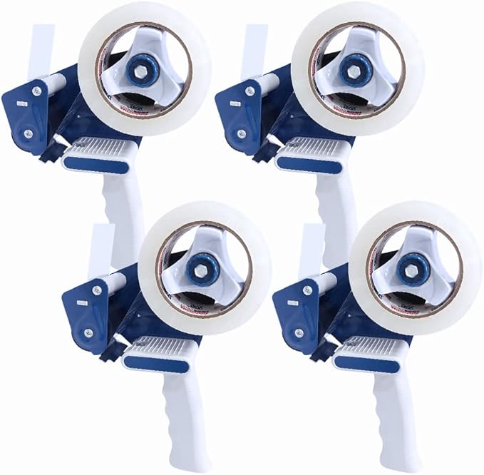 Heavy Duty Packing Tape Gun for 2" Width Tape, Hold up to 180 Yards Length roll, Plus 1 Roll of Heavy Duty Packing Tape 1.88" x 60y x 2.7mil, Perfectape Brand, 4-Pack