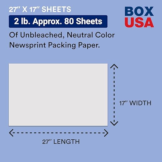 BOX USA Moving Boxes 18"L x 14"W x 12"H (20-Pack) + Packaging Tape 2" x 25yd (2-Pack) + Packing Paper (80 Sheets) - Moving Supplies Bundle