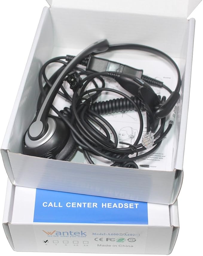Wantek Office Phone Headset RJ9 with Noise Cancelling Microphone and Quick Disconnect Telephone Headset Compatible with Polycom Aastra Shoretel Avaya Mitel Toshiba Grandstream Can Center Phones
