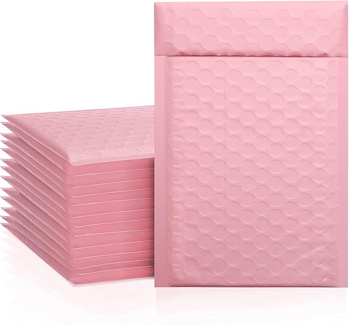 Metronic Bubble Mailers 6x10 50Pack, Light Pink, Self-Seal Waterproof Padded Envelopes, Shipping Bags for Packaging, Mailing Supplies for Small Business, Usable Size 6x9