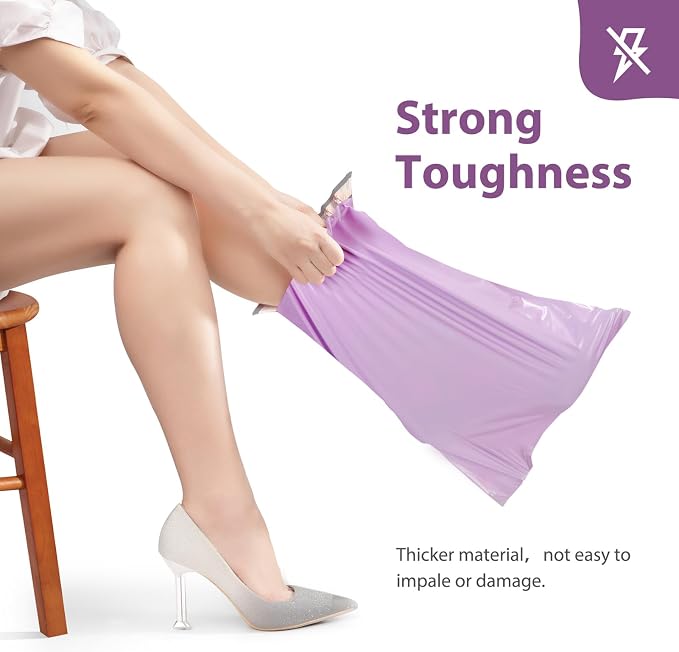 Fuxury Large Poly Mailers 24x24" 300 Pcs, Bulk Shipping Bags for Clothing | Strong Adhesive Shipping Envelopes for Small Business Suppliers,Waterproof Mailers Poly Bags Mailing Envelopes Light Purple