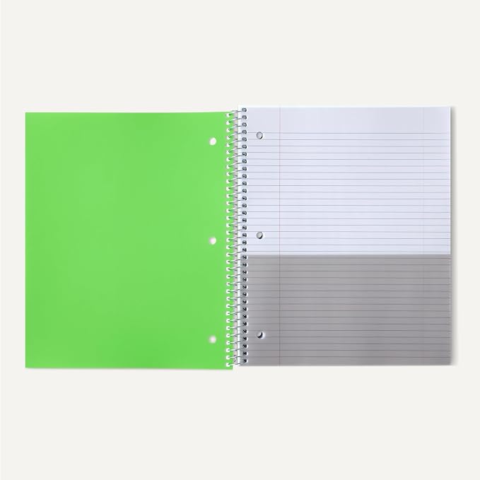 Amazon Basics College-Ruled Spiral Notebook, Poly Cover, For Work and School, 100 Sheets, 9" x 11", Green, 1-Pack