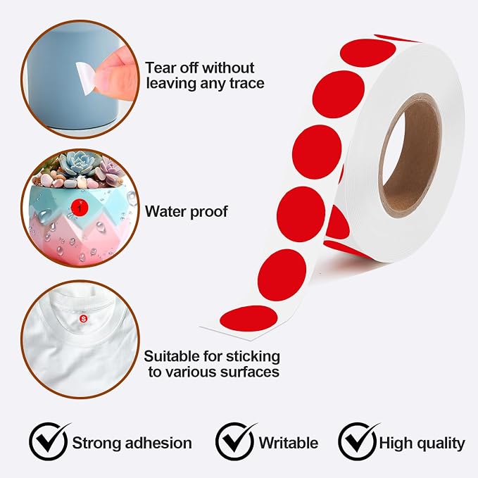 2000 Pcs Round Stickers 1/2 Inch Color Circle Dot Stickers Small Code Labels for Office Shop Yard Sale Home Classroom Marking