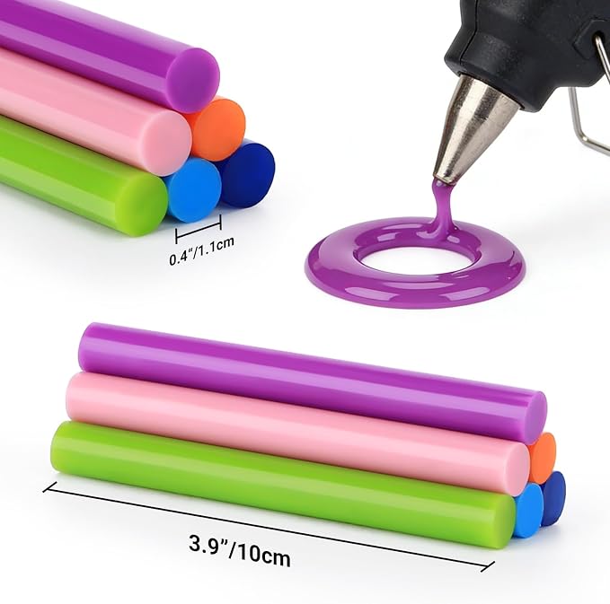 72 Pack 0.43 x 4 in Colored Hot Glue Sticks Full Size, 12 Colors Hot Melt Glue Sticks for DIY Art Craft, Sealing, General Repairs and Gluing Projects