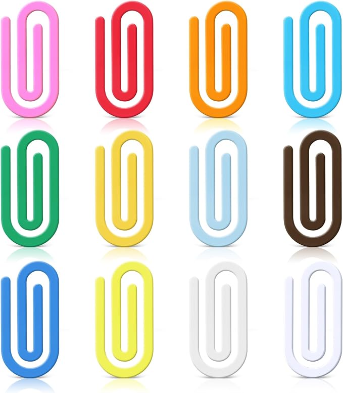 12 Pcs 4x2 Jumbo Acrylic Paper Clips, Tinted Clear, for Office & Classroom | Back to School Gifts for Teachers & Students, Plastic Clips for Desk Organization, DIY Charms, Decor Accents & Bookmarks