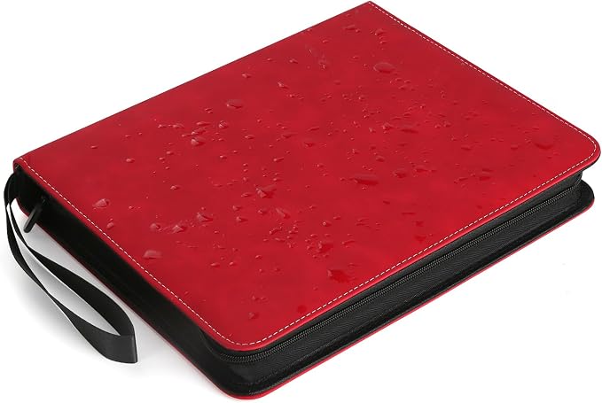 GERMUN 3 Ring 9 Pocket Zipper Card Binder, 720 Double Sided Standard PU Trading Card Album Folder for TCG & Sports Cards, Not Fit Top Loaders (Red)