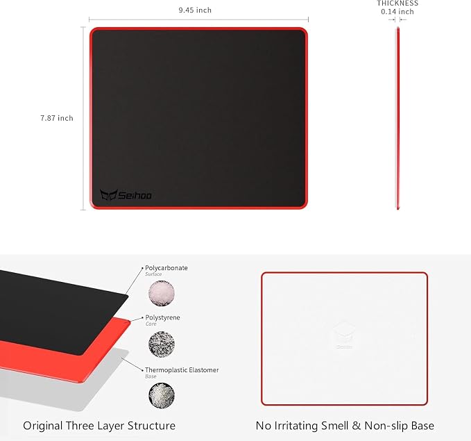 Mouse Pad, Resin Hard Surface Mouse Mat Polymer Silicone Bottom Gaming Mousepad No Smell Waterproof for Games, Office 24 x 20cm (9.5 x 7.8in)