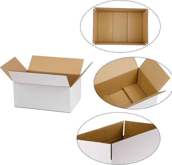 White Shipping Boxes 9x6x4 Inches Small Corrugated Cardboard Boxes, 25 Pack