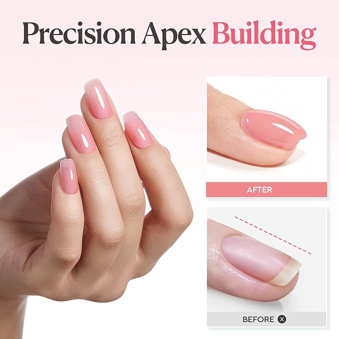 AZUREBEAUTY Builder Nail Gel, 18ml 7-in-1 Jelly Peach, Beginner Friendly, 30-Day Nail Strengthener Extension Glue, For Home Salon DIY & Gifts