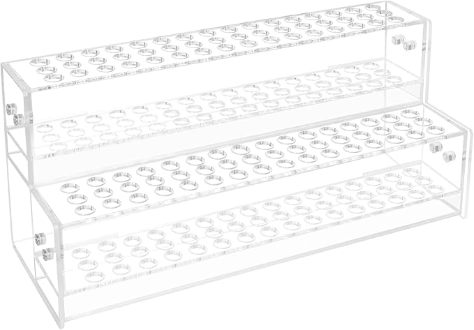 96-Slots Pen Display Stand,2-Tier Acrylic Pen Holder for Craft Shows,12mm Beadable Pens Stand Paint Brush Holder Pencil Organizer Makeup Brush Rack Art Brush Organizer for Office Desk School Supplies