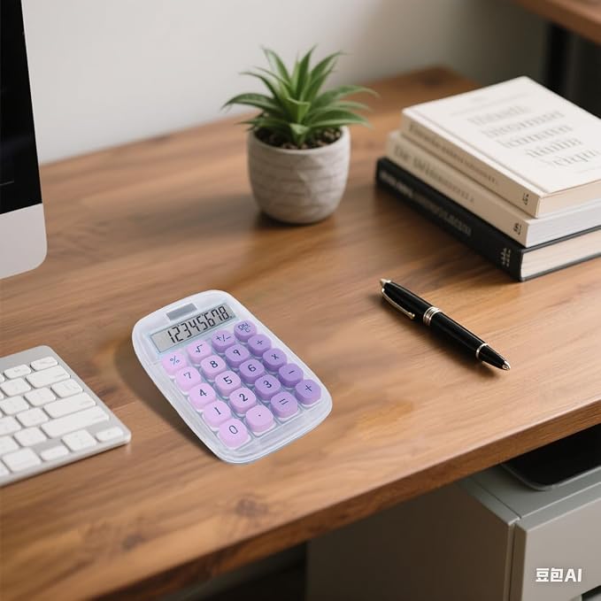Deskboard Buddy with Calculator, Mechanical Calculator(Purple) | Large LCD Display 8 Digit Tilt Screen and Big Button for Teachers Students Basic Office