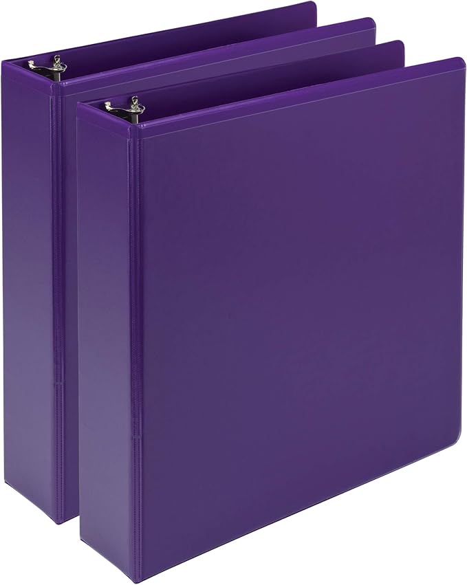 Samsill Plant-Based 2 Inch Durable Round Ring, View Binder, Eco-Friendly, USDA Certified Biobased, 2 Count, Pack of 1, Purple