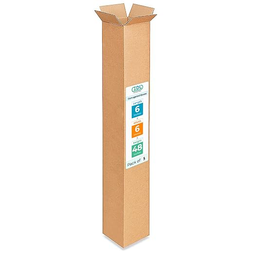 Tall Moving & Shipping Boxes 6 x 6 x 48 inches (5-Pack) - Extra Strength 200 lb vs Regular - Corrugated Packing Boxes for USPS/UPS/FEDEX - Moving Box, Made in USA - Carton Box by IDL Packaging | Extra Strength 200 lb vs Regular - Corrugated Packing Box...