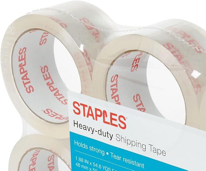 STAPLES Heavy‑Duty Shipping Packing Tape, 1.88” x 54.6 Yards — 6/Rolls
