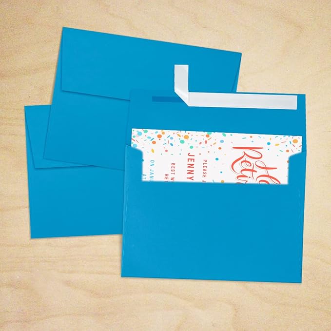 LUXPAPER A7 Invitation Envelopes for 5 x 7 Cards in 80 lb. Pool, Printable Envelopes for Invitations, w/Peel and Press Seal, 500 Pack, Envelope Size 5 1/4 x 7 1/4 (Blue)