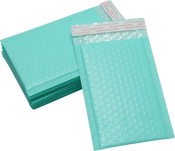 5x7 Inch Self Seal Adhesive Poly Bubble Mailers 10 Pcs Robin's Egg Blue Waterproof Shipping Bags for Mailing Packaging