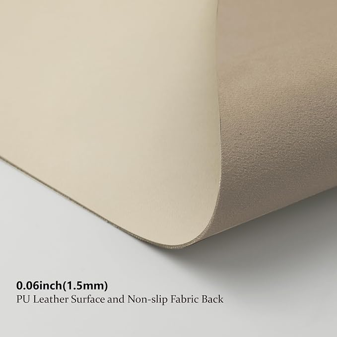 Leather Desk Mat - Small Non-Slip PU Desk Pad for Office and Home - Desk Organization and Accessories - Ideal for Large Mouse Pad and Small Desk Mats on Top of Desks (Beige,23.6"x 13.8")