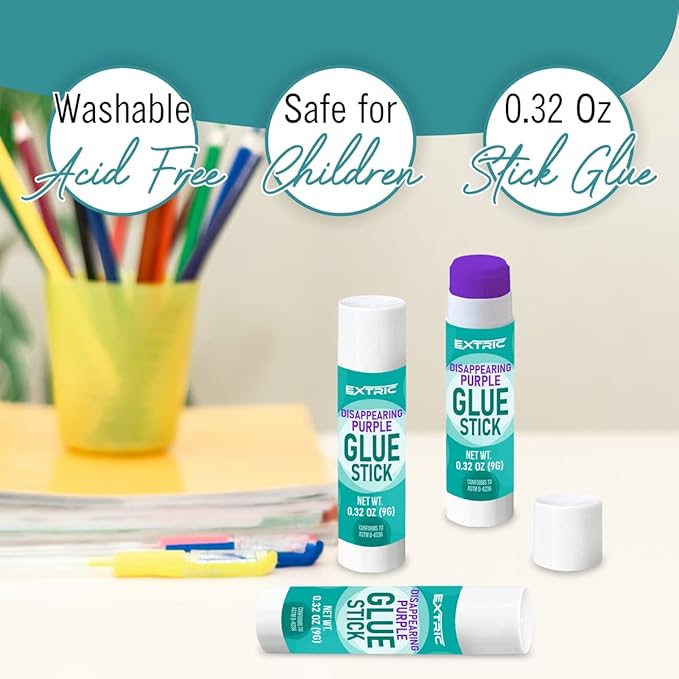 Glue Sticks Bulk Classroom, Purple Glue Sticks for Kids 60 Count, 0.32 Ounce Washable, for Kids, School and Home