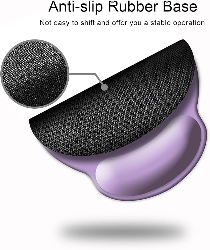 DOOKE Ergonomic Mouse Pad with Wrist Support, Cute Wrist Pad with Non-Slip Rubber Base for Computer, Laptop, Home Office Gaming, Working, Easy Typing & Pain Relief,Clove Purple