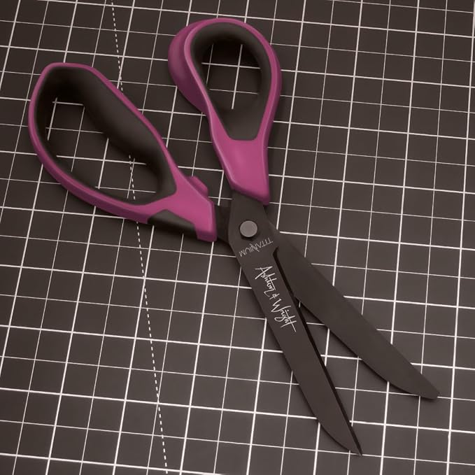 Ashton and Wright - Titanium HD - Heavy Duty Scissors for Office, Home, Kitchen and Craft - 210mm / 8” - Titanium Coated Blades (Purple, Left Handed)