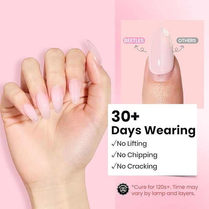 Beetles Builder Gel for Nails-3 Colors 9 in 1 Nail Extension Sculpting Building,Clear Nude Pink Hard Gel Kit with Base Top Coat for Pros Women,UV & LED Lamp Cured Needed