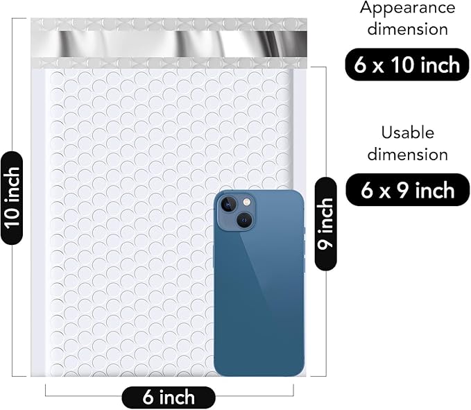 Fuxury Bubble Mailers 6x10" White Padded Envelopes 1000Pack Strong Adhesion Thick Padded Mailers for Small Business Mailing Small Items,Jewelry,Makeup