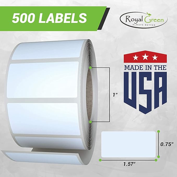 Royal Green Rectangular Color Coding Sticker Roll - Write On Labels for Folders & Organizing, 1.57" x 0.75" Stickers to Write On Name Tags for Office Supplies & Organization, 500-Pack (Pastel Green).