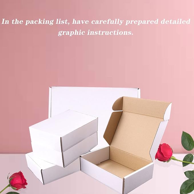 8"x6"x4"Shipping Boxes,20Pcs White Corrugated Cardboard Boxes. | Come with 20 Thank You Stickers,Suitable E-Commerce Packaging, Shipping Packaging etc.