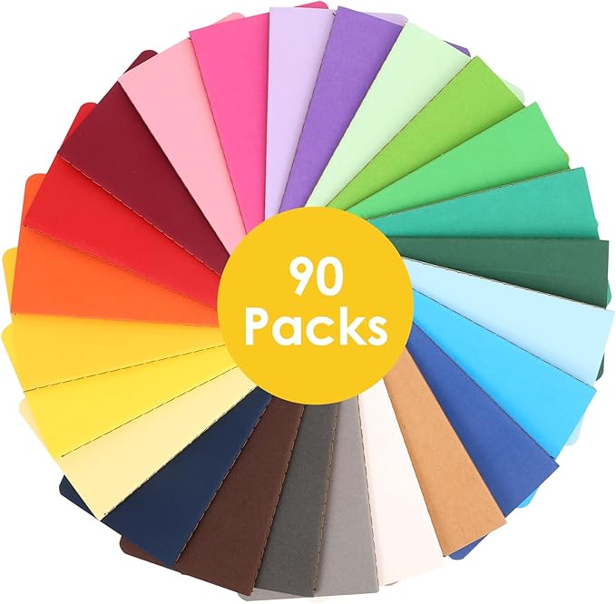 LABUK 90 Pack Pocket Notebooks, Small Notebook Bulk, 3.5"x5.5" Lined Notebooks, A6 Colorful Cover Journals 24 Sheets/48 Pages/24 Colors