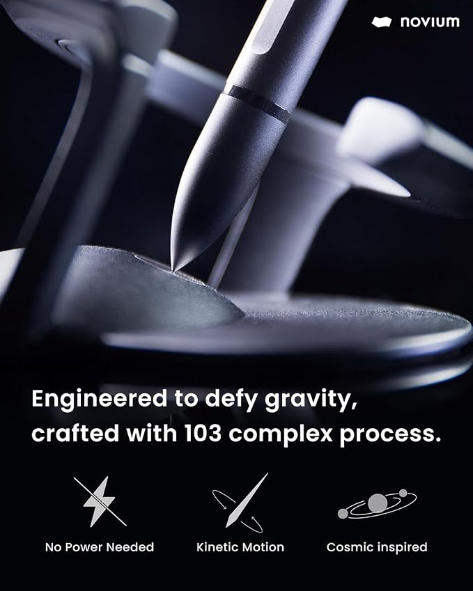 novium Hoverpen Interstellar - Space Black, Ballpoint Pen | Unique Conversational Starter, Premium Futuristic Design, Precision Flow Ink, Schmidt Ballpoint Cartridges