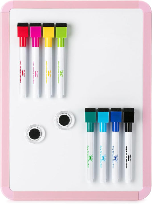 Mr. Pen- Small Dry Erase Board, 12.5x9.5 Inches | Whiteboard with 8 Fine Point Dry Erase Markers and 2 Board Magnets, Magnetic Small White Board for Students, Home