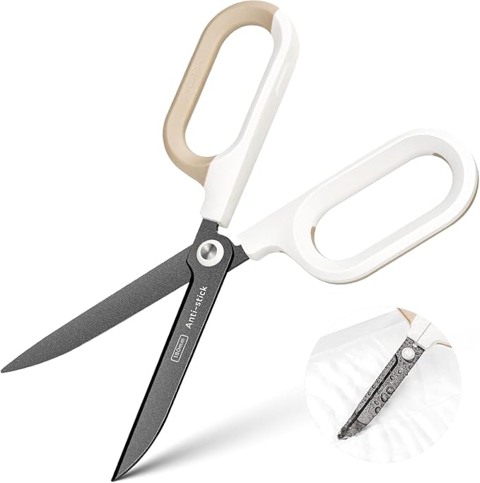 Titanium Non-Stick Scissors, Professional Stainless Steel Comfort Grip, All-Purpose Scissors, Perfect for Graduation Crafts, DIY art and Office & School Supplies White