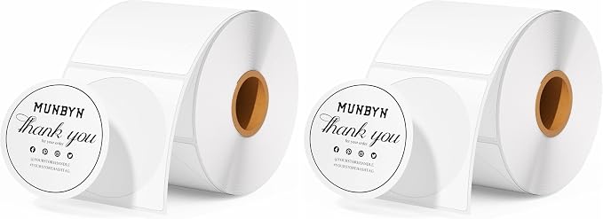 MUNBYN 2 Inch Circle Thermal Sticker Labels, Self-Adhesive Round Direct Thermal Labels for Business, 750 Sheets/1 Roll (Pack of 2)