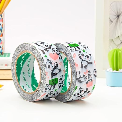 Designer Cute Packing Tape, Colorful Printing Shipping Tape, Carton Decorative Tape for Sealing Boxes, Panda - White, 1.77" x 110 yd