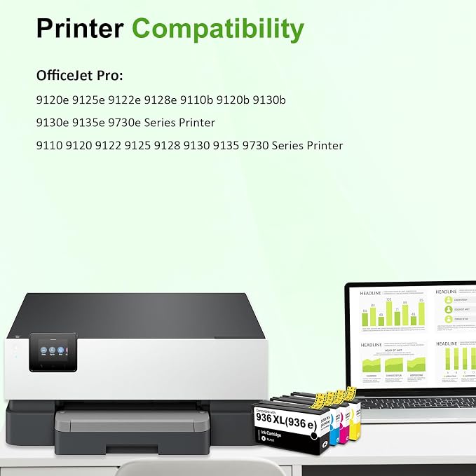 936XL 936 936e Ink Cartridges Combo Pack for HP Printers 9125e 9730e 9120e | Replacement for HP 936e 936XL 936 Black and Color Combo Pack for OfficeJet Pro 9130 9135e 9122e 9128e 9110b 9120b Printer