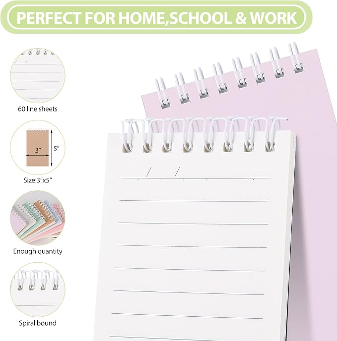Ddaowanx Small Notebooks Bulk,3x5 Pocket Spiral Notepads With Lined Pages | 48 Pcs Mini Notebook for Work,Nursing School Essentials,School&Office Supplies,Nurse Gifts