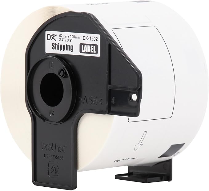 Brother® Genuine DK-120224PK Die-Cut Shipping Paper Labels, 2-7/16" x 3-15/16", White, 300 Labels Per Roll, Box Of 24 Rolls