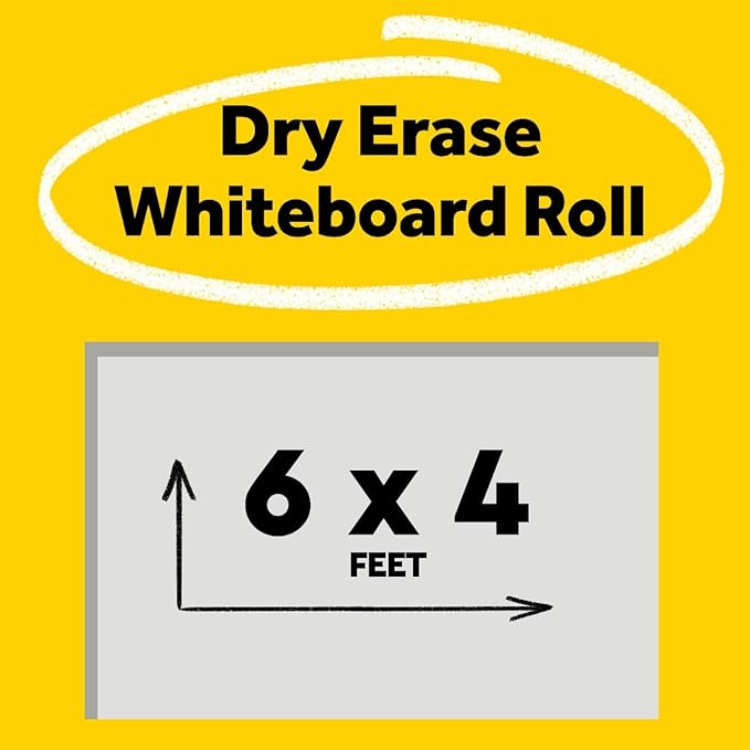 Post-it Dry Erase Whiteboard Film Surface for Walls, Doors, Tables, Chalkboards and More, Removable Sticky White Board , Stain-Proof, Easy Installation, 6 x 4 ft Roll