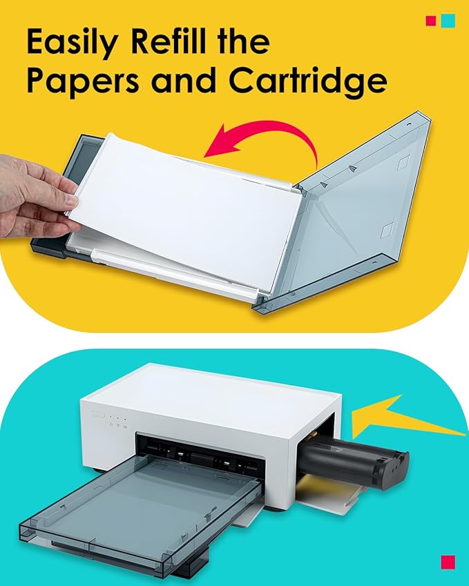 Compatible with Liene Amber M100/M200/M110/M210 4 x 6" Photo Printer 160 Sheets Photo Paper & 4 Ink Cartridges Refill, Only for DHP512/DHP513/DHP514/DHP515 Printer, Dye Sublimation, No Fade