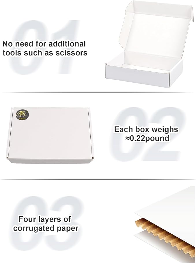 White Shipping Boxes 9x6x2 Inch, Set of 45, Corrugated Cardboard Boxes, Mailer Packaging Boxes for Small Business Gift Literature Shipping