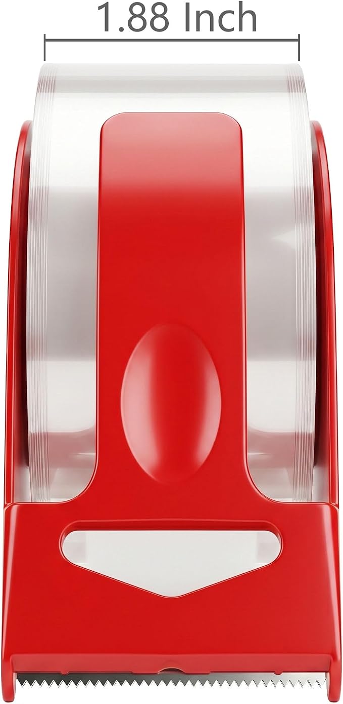 Clear Silent Packing Tape with Dispenser, 1.88 Inch x 55 Yds, 8 Rolls, 2.4mil, Heavy Duty Shipping Tape for Moving, Packaging, Storage, Carton Sealing Total 440 Yards