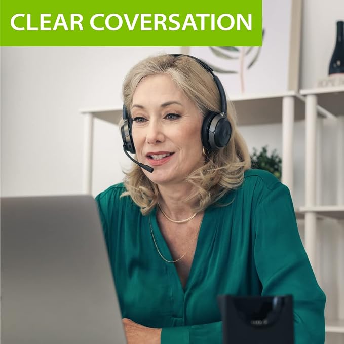 Avantree Alto Clair - Bluetooth Headset with Mic and Charging Base | aptX HD headset with detachable microphone, mute control, charging base.