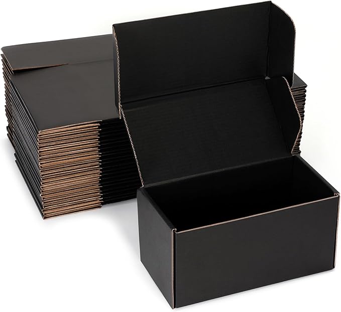 Small Shipping Boxes 8x4x4 Inches – Black Corrugated Cardboard Boxes (20-Pack) for Mailing, Packing, Small Business & Gift Packaging - Recyclable & Sturdy