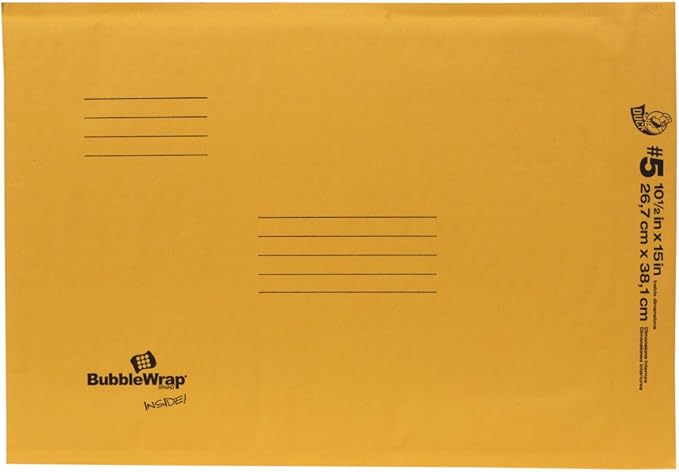 Duck Brand Duck Bubble Wrap ID Kraft Protective Mailer Envelope, #5, 10.5 x 15 Inches, 25 Pack (394507)