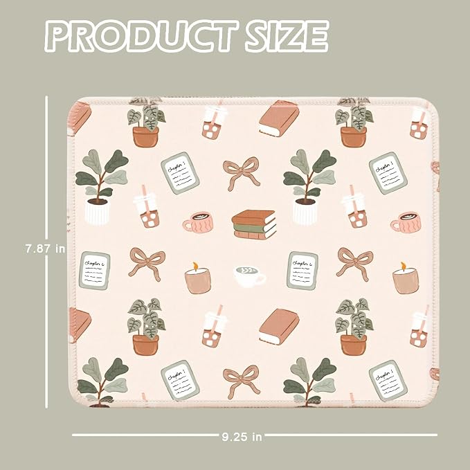 Mouse Pad for Desk with Stitched Edge, Premium Cute Washable Mouse Pads. Computer Mousepad with Non-Slip Rubber Base, Mousepads for Laptop, 9.25x7.75x0.12 inch (Calm Oasis)