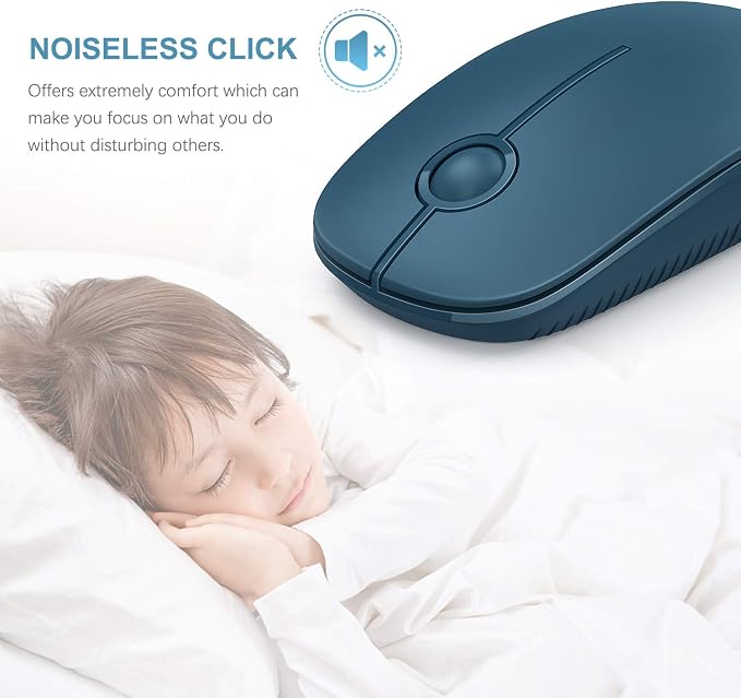 VssoPlor Wireless Mouse, 2.4G Slim Computer Laptop Mouse, Sapphire Blue | Portable Mouse, Plug & Play USB Nano Receiver, Quiet Silent Optical Mice for Notebook, PC, Laptop, Computer, Windows, Mac