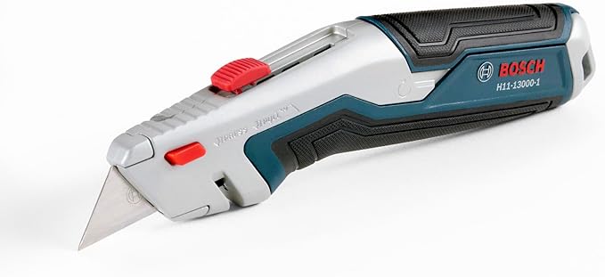 BOSCH H11-13000-1 Retractable Utility Knife | Optimal Cutting Performance, Cushioned Slide Button, Integrated Blade Storage - Includes 3 Blades