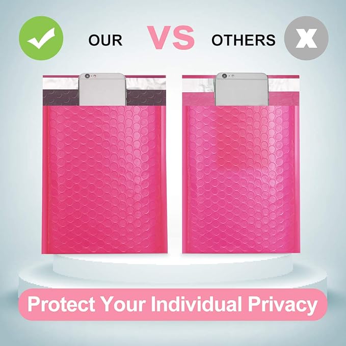 UCGOU Bubble Mailers 10.5x16 Inch Hot Pink 25 Pack Poly Padded Envelopes Large #5 Mailing Packages Opaque Packaging Postal Self Seal Adhesive Waterproof Boutique Shipping Bags for Clothes