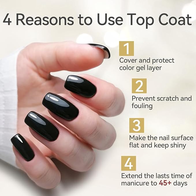 Born Pretty 15ml Gloss Gel Top Coat and Nail Glue for Tips Set,No Wipe Super Top Coat Not Chip or Peel and Long Lastingfor Nail Art